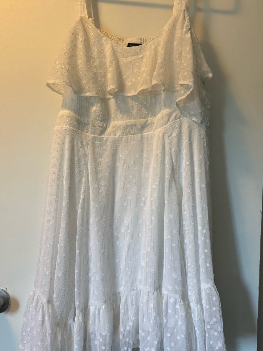 torrid White Ruffled Swiss Dot Mini Dress